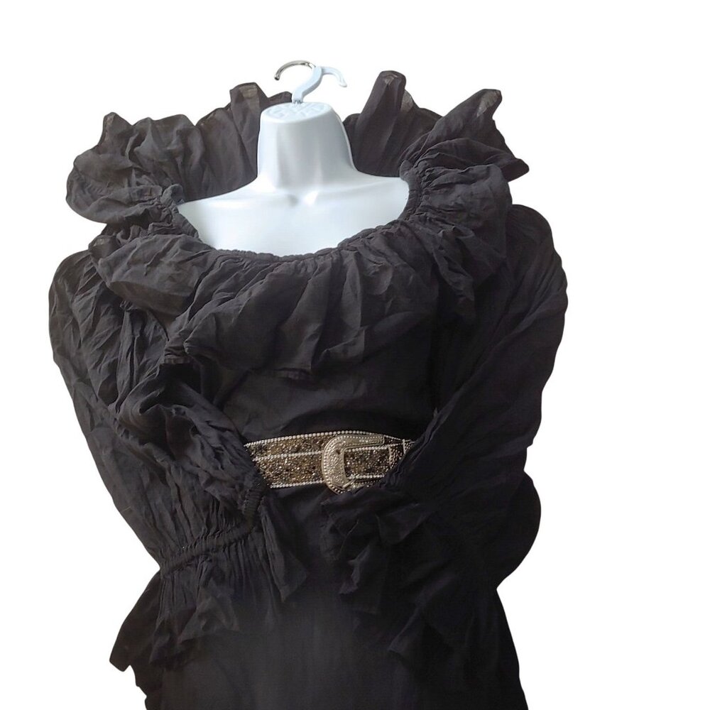 Pirate Boho Ruffle Steampunk grunge Rocker Witchy Fairy Goth Phool Poet Top S